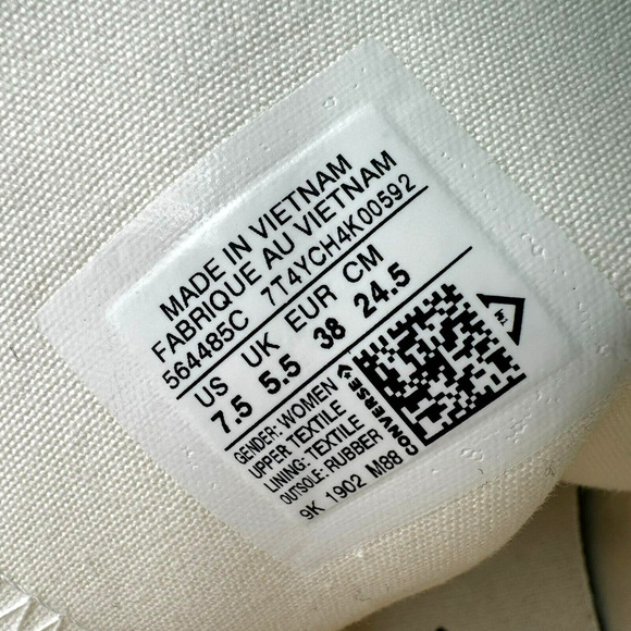 CONVERSE Womens 7.5 White Chuck Taylor All Star Lift Platform High-Top Sneakers - Picture 9 of 9